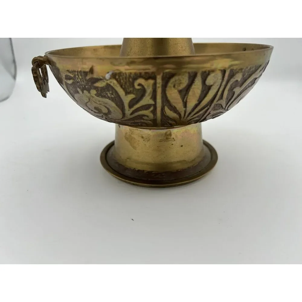 Vintage Korean‎ Brass Hot Pot Brazier Steamer Grill Floral Design Parts only